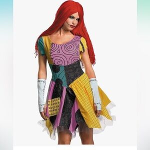 NIP Sassy Sally Nightmare Before Christmas Adult Halloween Costume dress wig L